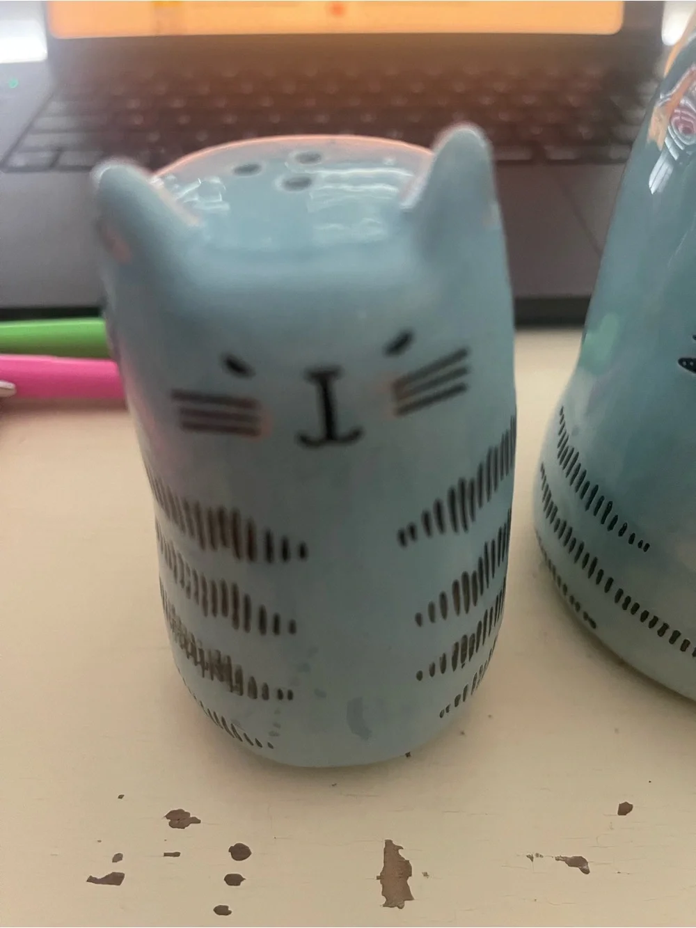 Blue Cat Ceramic Mug and Shaker Set - Cute Cat Design